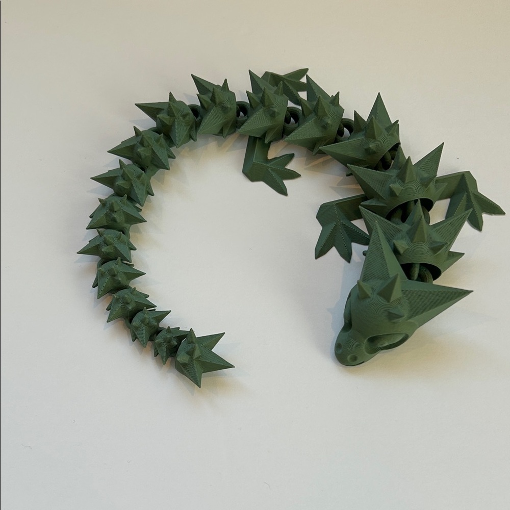 Spiky Green 3D Printed Dragon